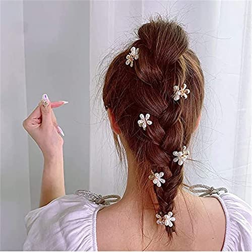ELECDON Hair Claw, ELECDON 8 Pieces Small Pearl Hair Claw Clips, White Handmade Hairpins Decorative Hair Clips Hair Accessories for Women Girls