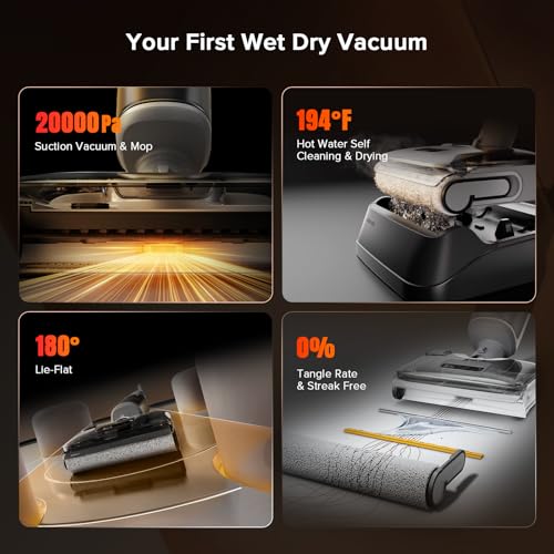 roborock F25 Rt Multifunctional Vacuum Cleaner, Cordless Wet Dry Vacuum Cleaner, 20000Pa Floor Cleaning Machine for Ceramic, Wood, Vinyl, Self-Cleaning Electric Mop D