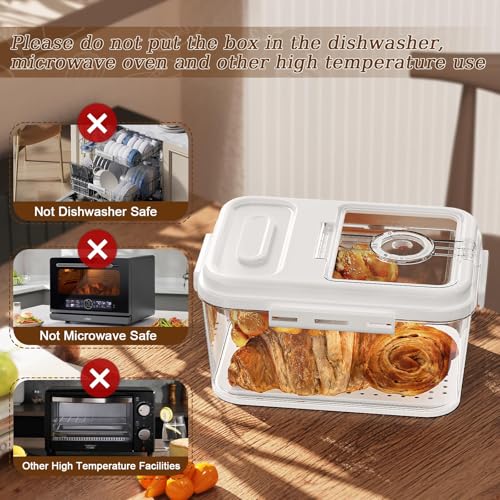 ANYPROLUS Bread Box for Homemade Bread, Time Recording Bread Containers Storage Airtight Loaf, Bread Storage Container Bread Keeper with Lid, Bread Box for Kitchen Countertop, White