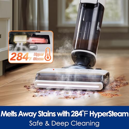 Tineco Floor One S7 Steam Cordless Wet Dry Vacuum Steam Mop All-in-One, Hard Floor Cleaner with 284F HyperSteam, Self-Cleaning, Edge Cleaning, Safe for Kids & Pets