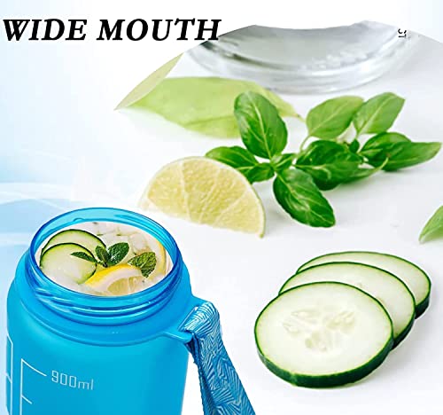 S2C S2Câ„¢ Motivational Large Water Bottle 1L Tritan Plastic Water Bottle With Time Markers, Leak Proof Water Bottle For Kids, School Water Bottles (BLUE)