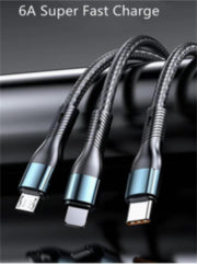 3-in-1 USB Fast Charging Cable - 120W Power Super Fast Charger Cords Universal Phone Charger, Multiple Charger Wire for Cellphone, Tablets and More