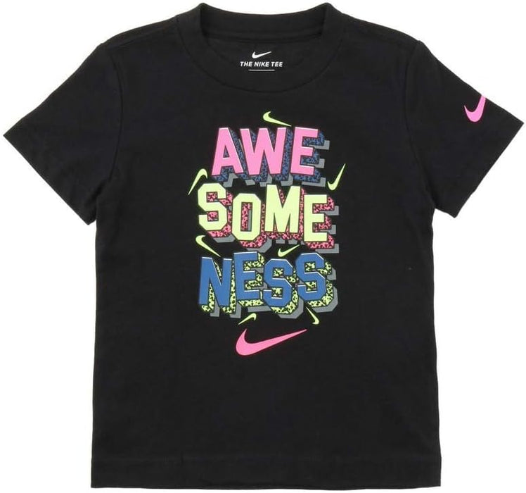 Nike Awesomeness 90s T Baby Boys Active Shirts & Tees, Black/Pink/Yellow, 3T