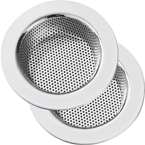 LASSHSWA Kitchen Sink Strainer Stainless Steel, LASSHSWA Kitchen Sink Drain Strainer, Sink Strainers for Kitchen Sinks with Large Wide Rim 4.5" Diameter (2 Pack)