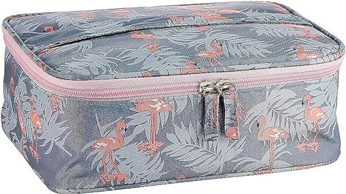 SKY-TOUCH Large-capacity Travel Makeup Cosmetic Bag Shower Bags,Portable and Large Capacity Travel Shower Toiletries Organizer for Women,Flamingo,20×20×10cm，Multi Color