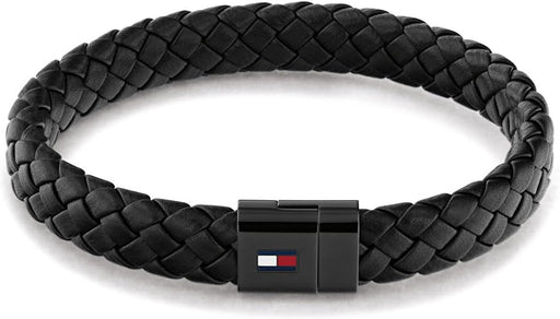 Men's Jewelry Round Braided Leather Bracelet - Black