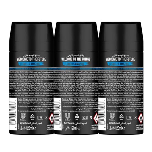 Axe Mini Men Deodorant Body Spray, Anarchy, 48 hours of irresistible fragrance, 120ml x 3