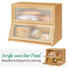 Vriccc Black Large Bread Box for Kitchen Counter, Bamboo Wooden Double Layer Large Capacity Bread Storage Bin with Acrylic Wavy Door Panel (Natural)