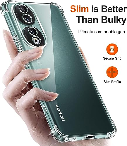 Clear Silicone Case for Honor 90 with Shockproof Protective Corners, Thin, Soft, Transparent Protective Case, Flexible TPU Transparent Mobile Phone Case, Scratch-Resistant Case Cover (Clear)
