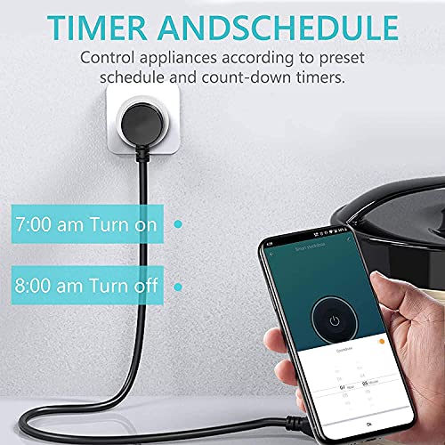 Tichondrius WiFi Smart Plug, 4 Pack 16A Smart Outlet Plug Socket Compatible with Alexa, Mini Socket with Remote Control & Voice Control with Electricity Statistics Timer Function, No Hub Required