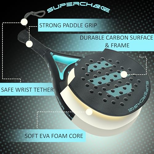 Thunder Paddle SportsBlue Carbon surface Padel Racket - Pro-Series Tennis Racket, Core Pala Padel Racquetts -