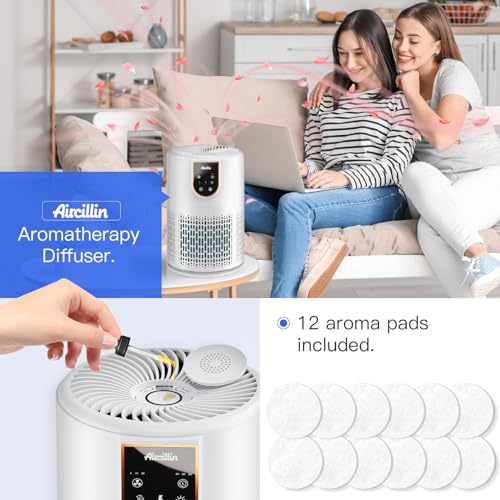 Aircillin Air Purifiers for Home Bedroom, H13 True HEPA Filter Air Cleaner Remove 99.97% 0.3 Micron Particles/Smoke/Pet Dander/Pollen/Odor/for Office, Dorm, Apartment, Kitchen (1-Pack AP0801)