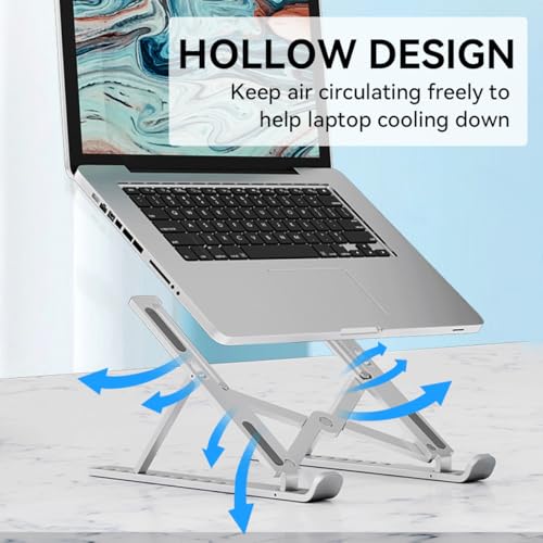 ECVV Portable Laptop Stand for Desk, 13-Angles Adjustable Foldable Laptop Riser ABS Ergonomic Notebook Stand, Compatible with Laptops and iPad(11-17") (White)