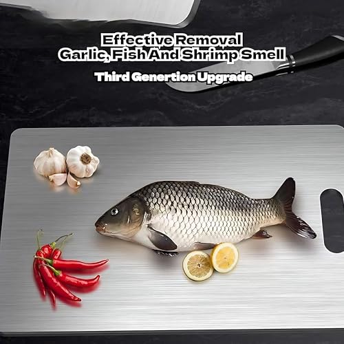 3PCS Titanium Cutting Boards, Stainless Steel Cutting Board, Fruits and Vegetables, Titanium Chopping Board for Kitchen Camping Hiking (Set of 3) 46 * 30CM