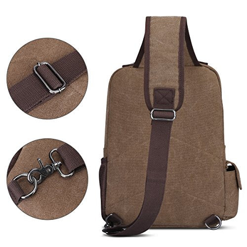 S-ZONE Men Crossbody Sling Bag Fit for 14 Inch Laptop Casual Canvas Single Chest Shoulder Backpack