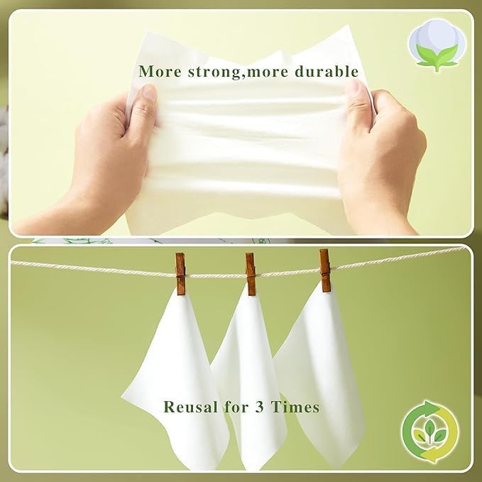 Disposable Face Towel, 100pcs Cotton Tissue Soft Dry Wipes,Simple Wet and Dry Cleansing Face Towel, Wet Dual Portable Use for Sensitive Skin & Baby & Makeup Remover & Personal Care(1 PACK=100PCS)