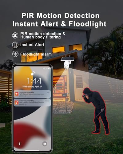 INSEETECH Solar Tuya Smart Camera, 4MP Solar Security Camera Wireless Outdoor with Floodlight, PTZ WiFi Camera for Home Surveillance, 98FT Night Vision, Motion Detection, Waterproof IP66, 2 Way Audio