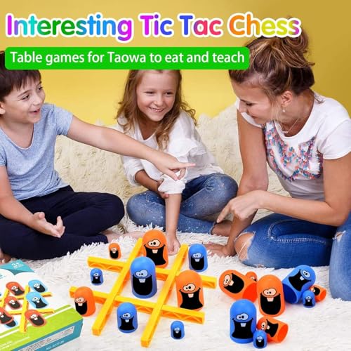 Elvyagod Big Eat Small Tic Tac Toe Game Set, 2 Players Tic Tac Toe Big Eat Small Game Parent-Child Interactive, Blue Orange Gobblet Gobblers Board Game, Family Games to Play and a Classic Game