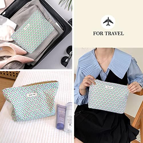 STARDW Flower Cosmetic Bags Makeup Bags for Women and Girls,Travel Makeup Bag Large Capacity Canvas Makeup Bag,Makeup Organizer Bag Zipper Pouch, Embossed pink, Large Capacity Aesthetic Makeup Bags