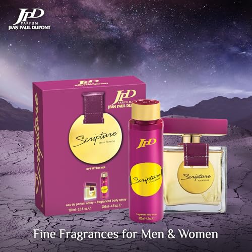 Jean Paul Dupont (JPD) Scripture Pour Femme - 2 Pieces Promo Pack for Women - Eau de Parfum 100ml + Body Spray 200ml - Gift for Her - Perfume Gift Set -Fresh and Woody notes