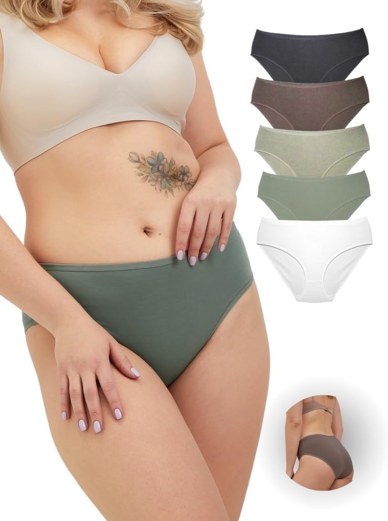 ALYA UNDERWEAR Premium Underwear for Women, Mid Rise Women’s Knickers, Breathable Organic Cotton Panties for Women, Comfortable Ladies Knickers