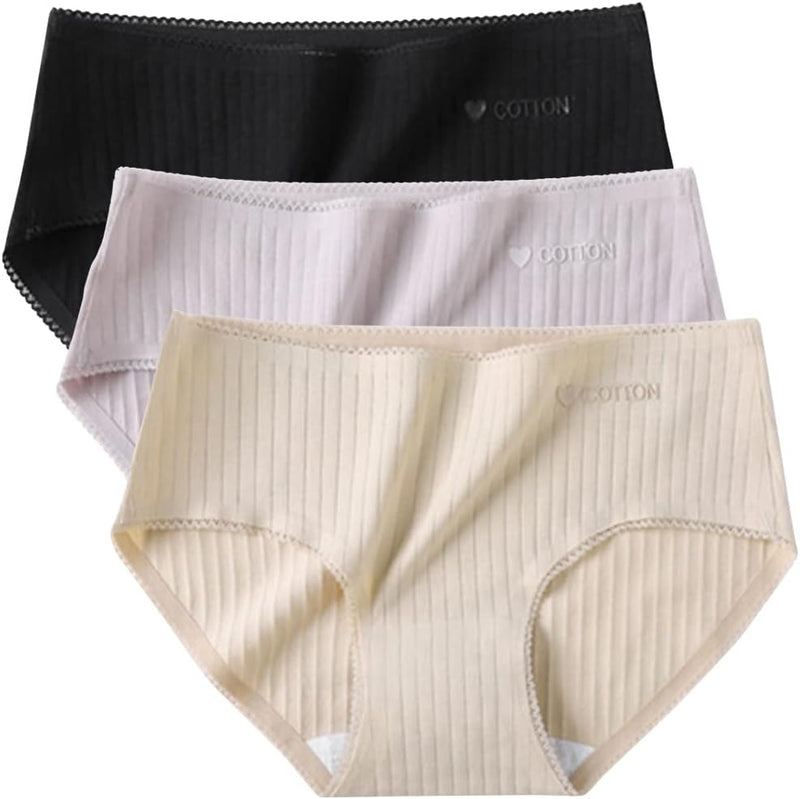 100% Cotton Underwear For Women Mid Rise Everyday Essential Brief Underwear 3 Pack Sets