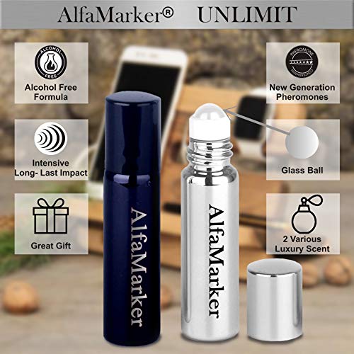 Alfamarker Pheromones for Men to Attract Women Men`s Pheromone Highly Concentrated Perfume for Men (Unlimit). Set 2x5 ml