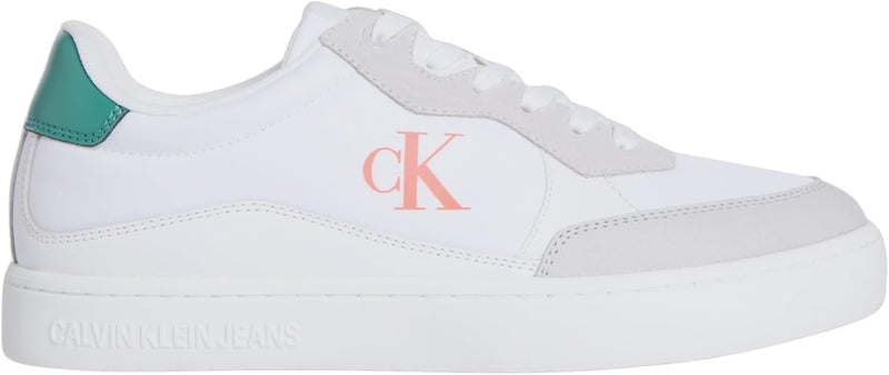Mens Classic Cupsole Sneakers - Bright White/Wild Green/Tigerilily