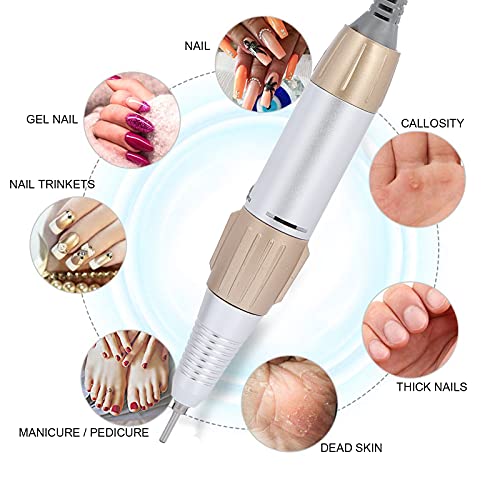 Soobu 35000RPM Electric Nail Drill Pen - Aluminium Alloy Handpiece Handle Machine for Manicure Pedicure - Nail Art Polishing Tool