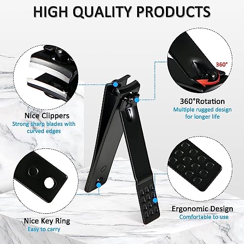 X spring Professional Nail Clippers Set, 25 Pcs Black Stainless Steel Nail Care Kit, Pedicure and Manicure Set with Brown Leather Travel Case, Household Nail Clippers Pedicure Tools for Men and Women
