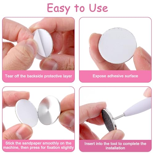 61 Pcs Sanding Paper Discs with Metal Nail Drill Bit, 25mm Pedicure Disc Replacement Sanding Discs Bits Foot File for Manicure Pedicure Electric Remover Dead Skin Callus (#80#150#240 Grit)