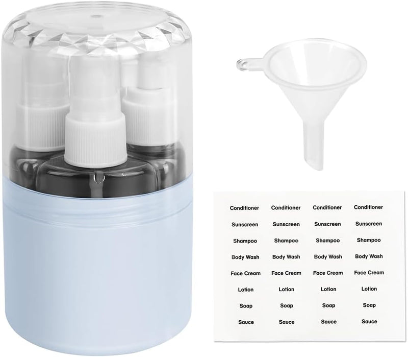 4 in 1 Travel Bottles for Toiletries, 50ml Spray Bottle & Lotion Bottle Kit, Portable