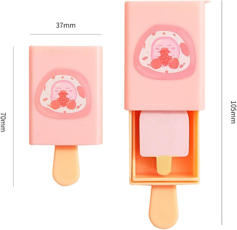 LUYAO 4PCS Popsicle Shaped Fun Magic Box Eraser, Cute Ice Cream Shape Rubber Eraser Easy to Clean, Fun Erasers for Girls Kids, School Student Prize Party Present