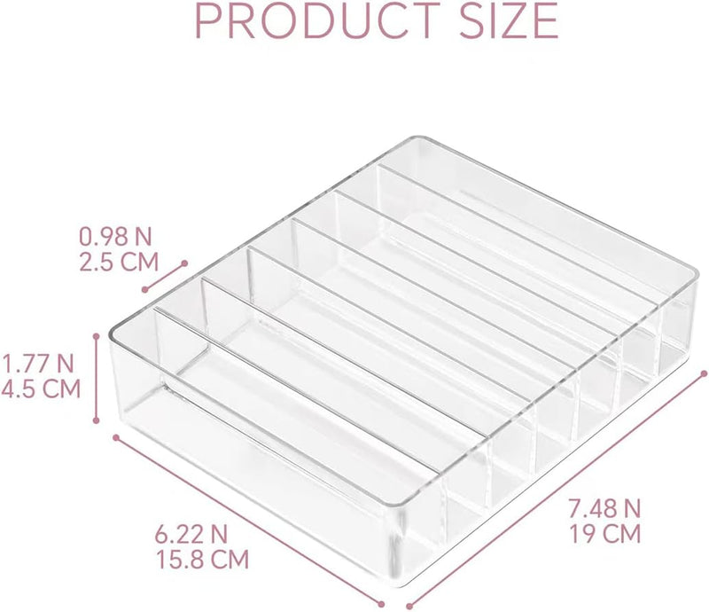 WECHENG Eyeshadow Palette Makeup Organiser, BPA Free 7 Section Divided Vanity Organise Holder for Drawer and Bathroom Counte Modern Cosmetics Storage (19cm x 16cm x 4.6cm)