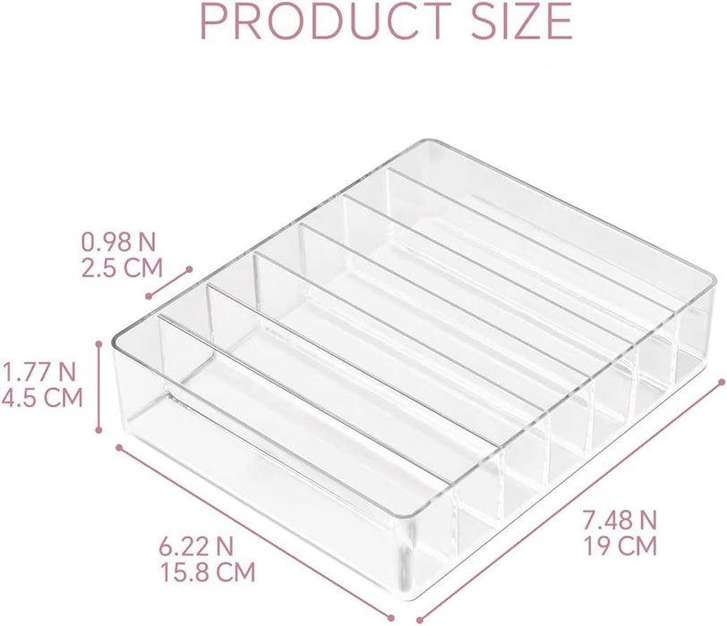 WECHENG Eyeshadow Palette Makeup Organiser, BPA Free 7 Section Divided Vanity Organise Holder for Drawer and Bathroom Counte Modern Cosmetics Storage (19cm x 16cm x 4.6cm)
