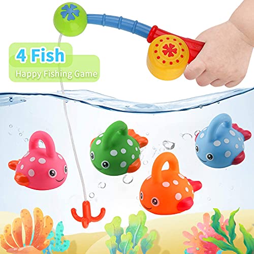 Mumoo Bear Baby Bath Toys, Mold Free Fishing Toys Set With Wind Up Bath Toys For Fishing Game For Babies 14 Months At Bathtub, Pool, 8 Shower Toys Set