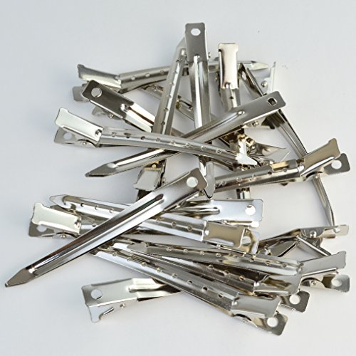 Bantoye 24 Packs Duck Bill Clips, Bantoye 3.5 Inches Rustproof Metal Alligator Curl Clips with Holes for Hair Styling, Hair Coloring, Silver