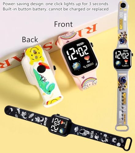 Kids Digital Watches,Sports Life Waterproof LED Watche, Children's Cartoon Electronic Watches, Adjustable TPU Watches for Boys Girls Students Birthday & Holiday Gifts