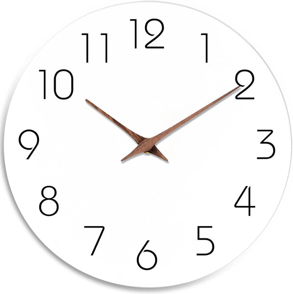 Mosewa Wall Clock 14 Inch Black Battery Operated Silent Non-Ticking - Simple Minimalist Rose Gold Numbers Clock Decorative for Bedroom,Living Room, Kitchen,Home,Office(14" Black) - 10" A_white