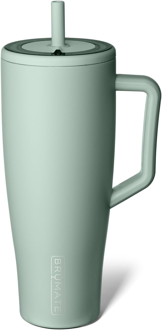 BrüMate Era 40 oz Tumbler with Handle and Straw | 100% Leakproof Insulated Tumbler with Lid and Straw | Made of Stainless Steel | Cup Holder Friendly Base | 40oz (Dune)
