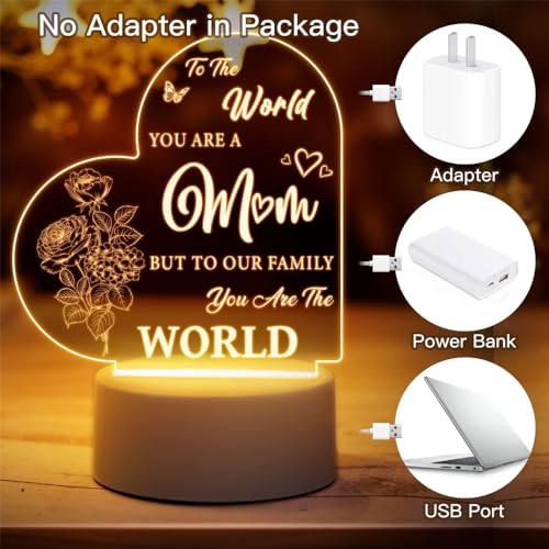 YARDHOBI Mom Birthday Gifts, 3D Illusion Lamp, Acrylic Engraved Night Light, Soft Warm White Colors LED Table Lamp, Mothers Day Christmas Gifts for Mom from Daughter Son, Night Lamp Present