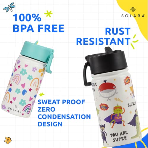 SOLARA Water Bottle for Kids 450ml, Kids Water Bottle, Sipper Bottle for Kids, Thermosteel Kids Bottle, Stainless Steel Water Bottle for Kids, Straw Bottle for Kids, Fruit