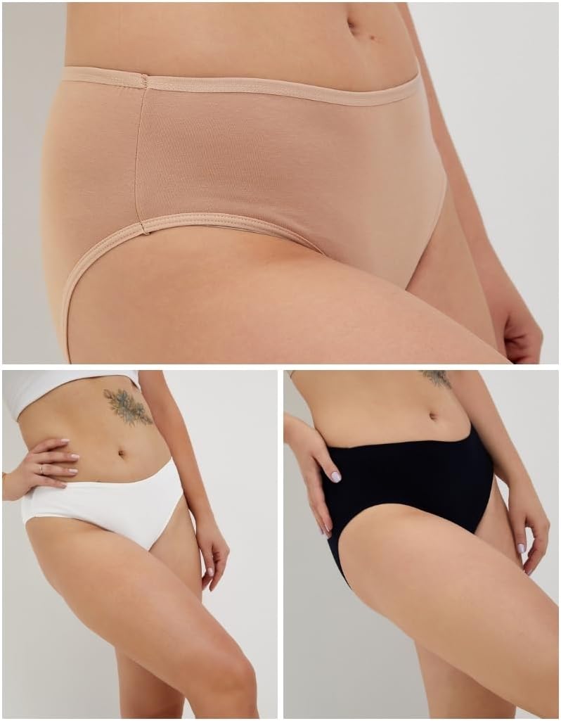 ALYA UNDERWEAR Premium Underwear for Women, Mid Rise Women’s Knickers, Breathable Organic Cotton Panties for Women, Comfortable Ladies Knickers