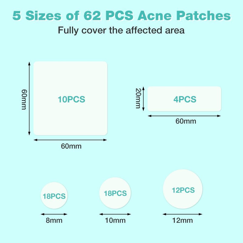 BUTBU 265 Pieces Pimple Pimple Pimple Patches Invisible Pimple Pimple Pimple Patches 2-in-1 with Tea Tree Oil Salicylic Acid Day and Night Waterproof and Breathable Get Rid of Acne Fast