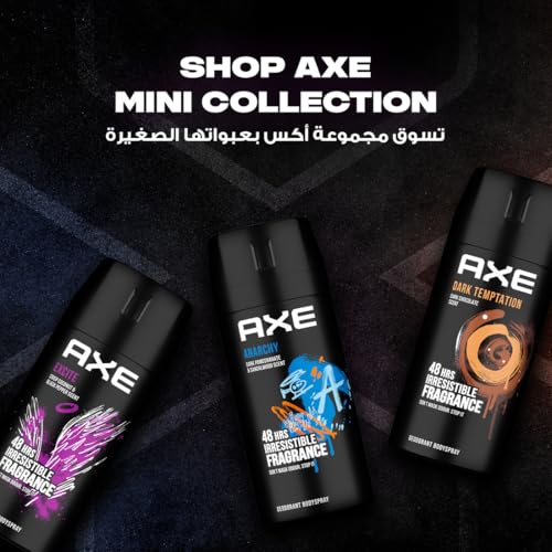 Axe Mini Men Deodorant Body Spray, Anarchy, 48 hours of irresistible fragrance, 120ml x 3