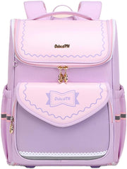 Kids Backpack Boys And Girls Classic British Style Lightweight Schoolbag Large Capacity Laptop Bookbags For Teens Students With Ergonomic Cushioning - Pink
