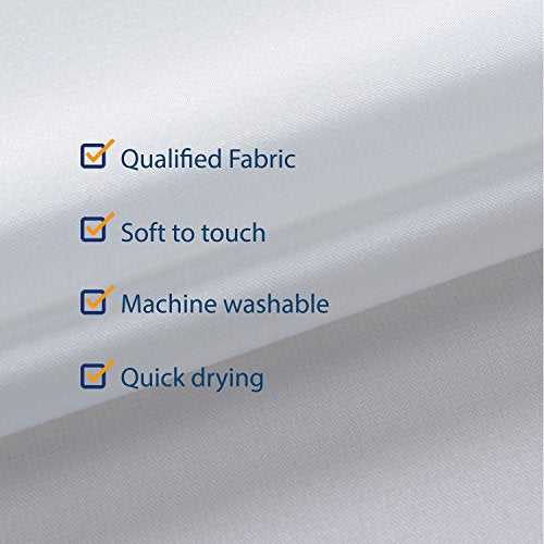 N&Y HOME (90cm x 210cm, White) - N & Y Fabric Small Stall Shower Curtain Liner Extra Long 90cm x 210cm, Hotel Quality, Washable, Water Repellent, White Bathroom Curtains with Grommets, 36x 84