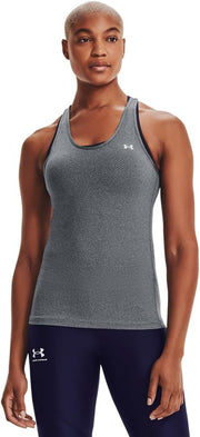 Women's Heat Gear Racer Tank Top - M Pitch Gray Light Heather / / Metallic S
