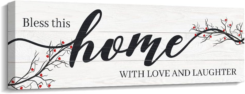 Kas Home Thankful Grateful Blessed Wall Decor Canvas Inspirational Quote Sign Farmhouse Rustic Wall Art Positive Word Hanging Decoration for Bedroom Living Room Kitchen Framed Plaque (10.6 x 13.7