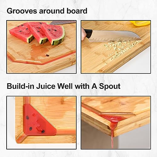 36 x 24 Extra Large Bamboo Cutting Board for Kitchen, Cutting Board Stove Top Cover with Handle, Butcher Block Chopping Board with Juice Groove, Large Charcuterie Board, Over the Sink Cutting Board